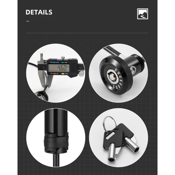 ROCKBROSRoad to Sky Bike Cable Lock Hidden in Handlebars Helmet Lock Zinc Alloy Lock Cylinder Aluminum Shell 256 inches for Roadbike