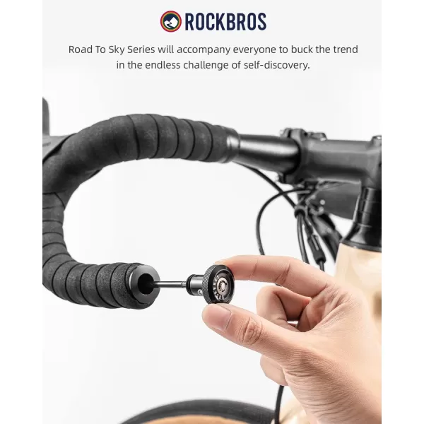 ROCKBROSRoad to Sky Bike Cable Lock Hidden in Handlebars Helmet Lock Zinc Alloy Lock Cylinder Aluminum Shell 256 inches for Roadbike