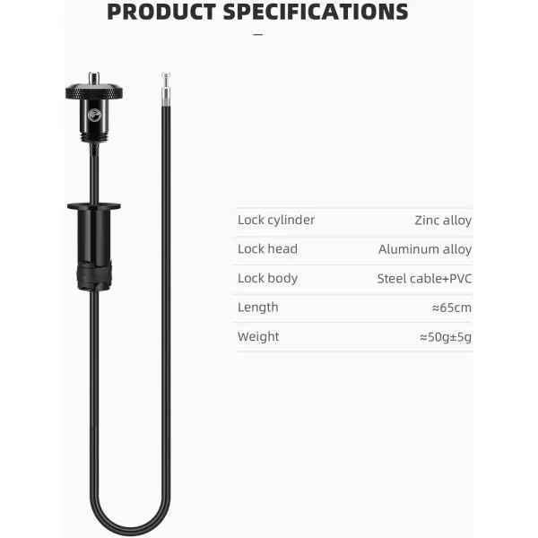 ROCKBROSRoad to Sky Bike Cable Lock Hidden in Handlebars Helmet Lock Zinc Alloy Lock Cylinder Aluminum Shell 256 inches for Roadbike