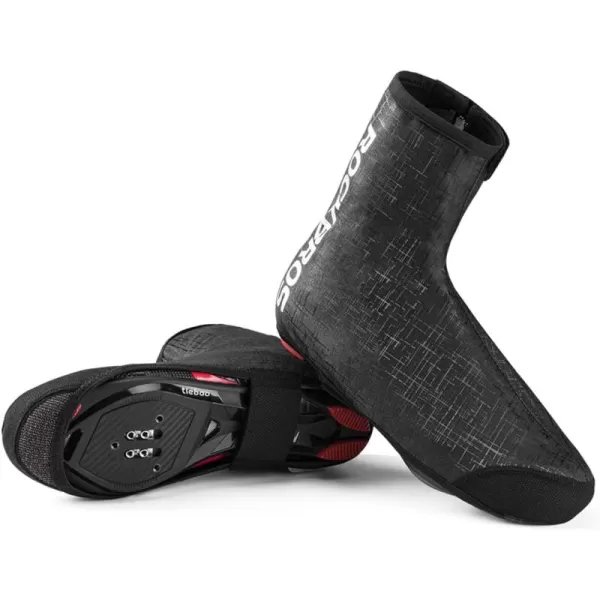 ROCKBROS Cycling Shoe Covers Thermal Bike Shoe Covers Windproof Shoe Warmers Overshoes Mountain Road Bike Shoes Covers FleeceBlack