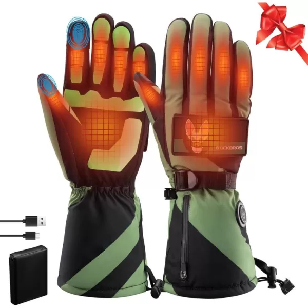 ROCKBROS Heated Gloves Rechargeable Electric Hand Warmers for Men Women Camping Heated Gloves Winter Touchscreen GlovesXLarge