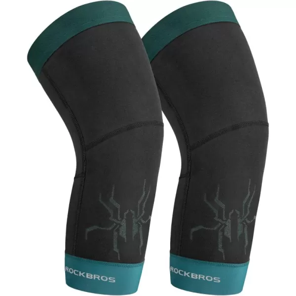 ROCKBROS Knee Warmer for Men Thermal Leg Warmer Knee Brace Antislip Knee Sleeves Winter for Basketball Cycling Knee WarmerBlack Green