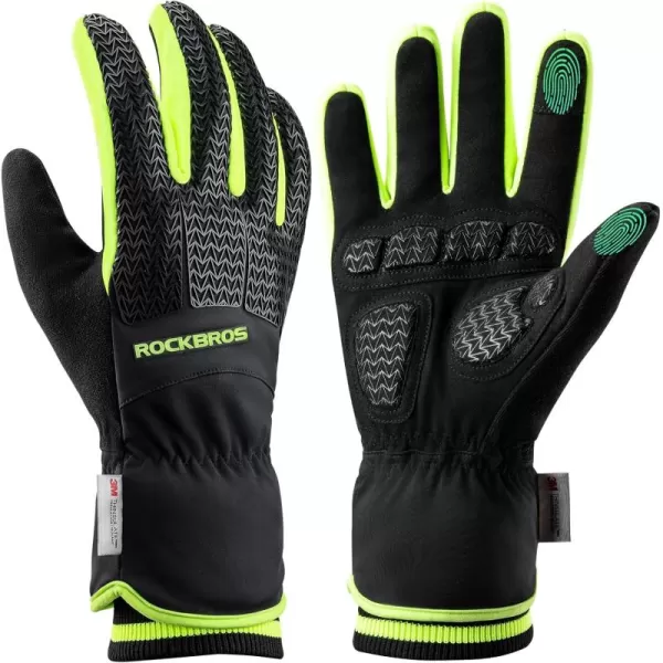 ROCKBROS Winter Gloves for Men Women Winter Cycling Gloves Windproof Thermal Gloves with Touch Screen Finger for Cycling Driving Running hikingXLarge