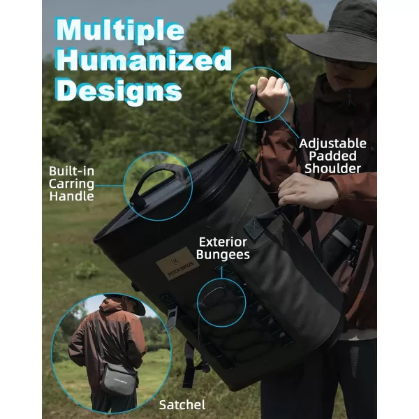 ROCKBROS Backpack Cooler 36 Can Insulated Portable Cooler Waterproof Soft Cooler for Ice Lunch Beverages Beers Camping Fishing Travel and Picnic