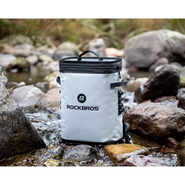 ROCKBROS Backpack Cooler LeakProof Soft Sided Cooler Waterproof Insulated Backpack Cooler Bag 36 Can Soft Cooler for Camping Fishing Party Outdoor Adventure Picnic36 Can Gray