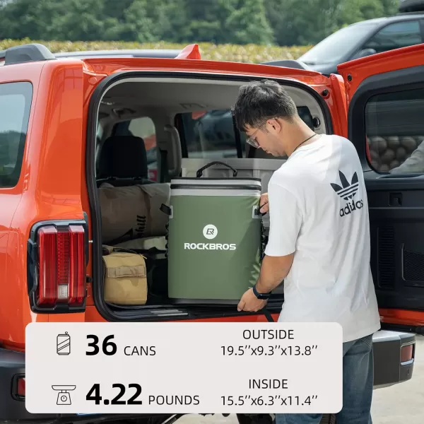 ROCKBROS Backpack Cooler LeakProof Soft Sided Cooler Waterproof Insulated Backpack Cooler Bag 36 Can Soft Cooler for Camping Fishing Party Outdoor Adventure Picnic36 Can Green