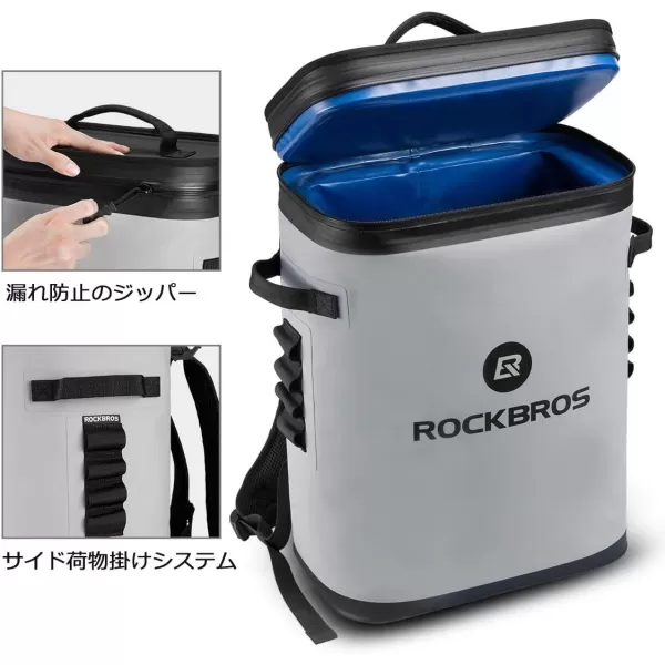 ROCKBROS Backpack Cooler LeakProof Soft Sided Cooler Waterproof Insulated Backpack Cooler Bag 36 Can Soft Cooler for Camping Fishing Party Outdoor Adventure Picnic36 Can Gray