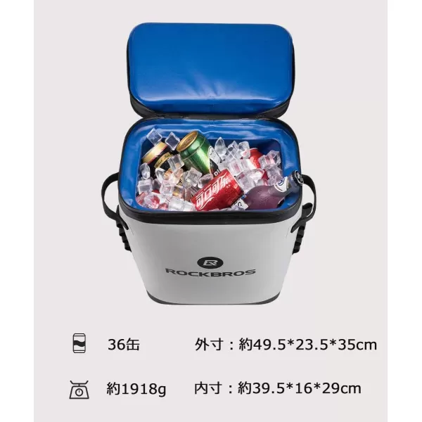 ROCKBROS Backpack Cooler LeakProof Soft Sided Cooler Waterproof Insulated Backpack Cooler Bag 36 Can Soft Cooler for Camping Fishing Party Outdoor Adventure Picnic36 Can Gray