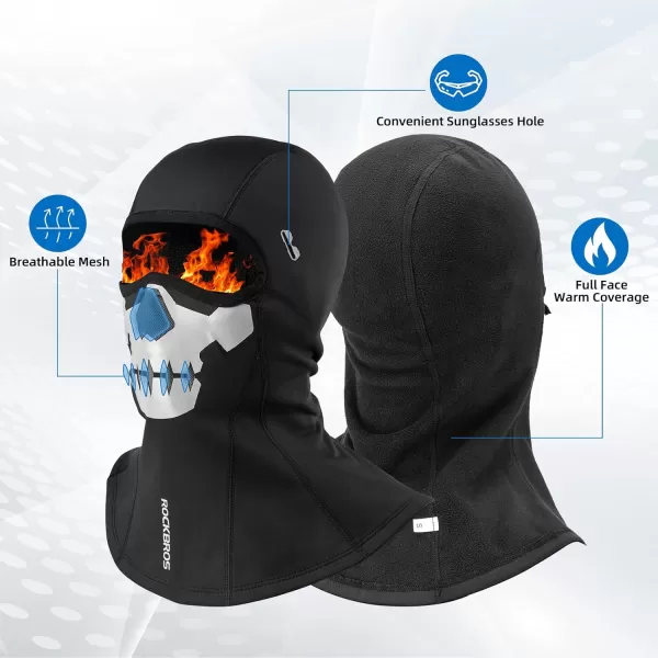 ROCKBROS Balaclava Ski Mask Cold Weather Full Face Cover for Men Women Winter Fleece Hood Black for Skiing CyclingBlack