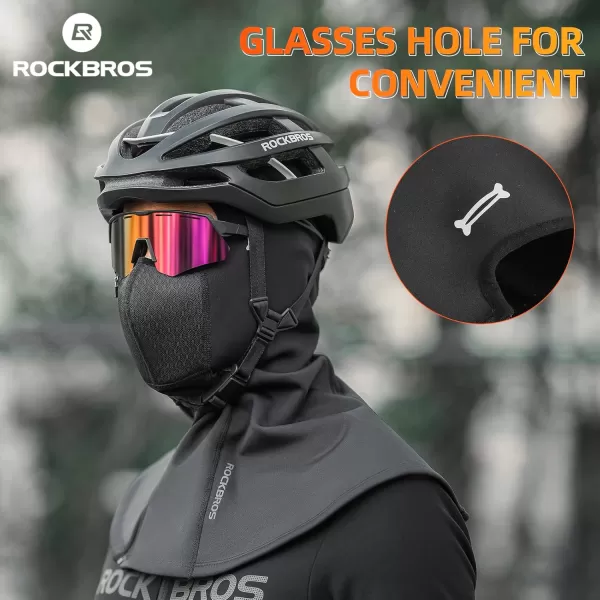 ROCKBROS Balaclava Ski Mask with Zipper Winter Full Face Cover Waterproof for Men Women Winter Fleece Hood Black for Skiing Cycling