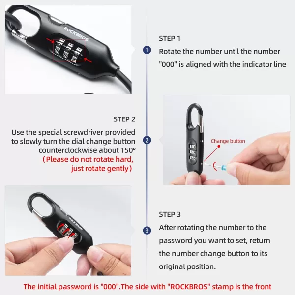 ROCKBROS Bike Lock Cable Combination Motorcycle Helmet Lock High Security Bicycle Lock  6FT Long Portable AntiTheft for ScooterBicycleEbikeBlack