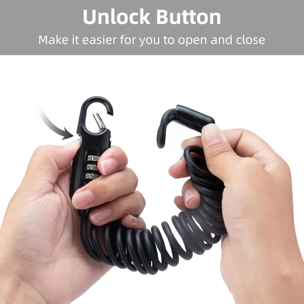 ROCKBROS Bike Lock Cable Combination Motorcycle Helmet Lock High Security Bicycle Lock  6FT Long Portable AntiTheft for ScooterBicycleEbikeBlack