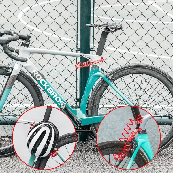 ROCKBROS Bike Lock Cable Combination Motorcycle Helmet Lock High Security Bicycle Lock  6FT Long Portable AntiTheft for ScooterBicycleEbikeRed