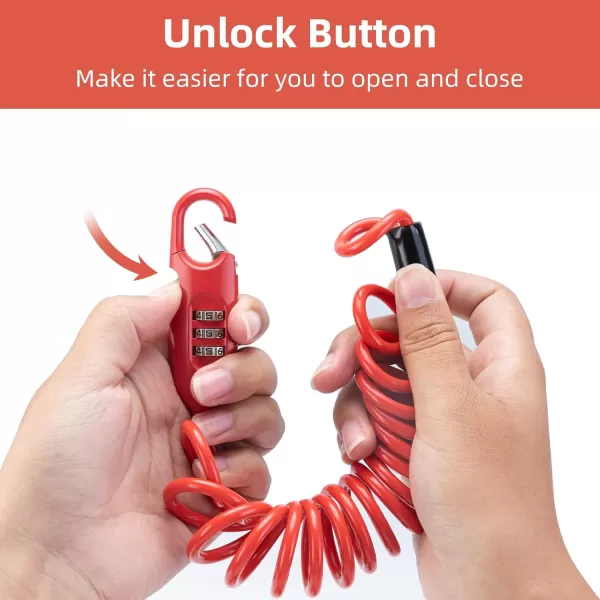 ROCKBROS Bike Lock Cable Combination Motorcycle Helmet Lock High Security Bicycle Lock  6FT Long Portable AntiTheft for ScooterBicycleEbikeRed
