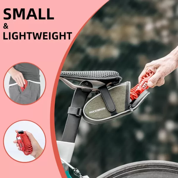 ROCKBROS Bike Lock Cable Combination Motorcycle Helmet Lock High Security Bicycle Lock  6FT Long Portable AntiTheft for ScooterBicycleEbikeRed