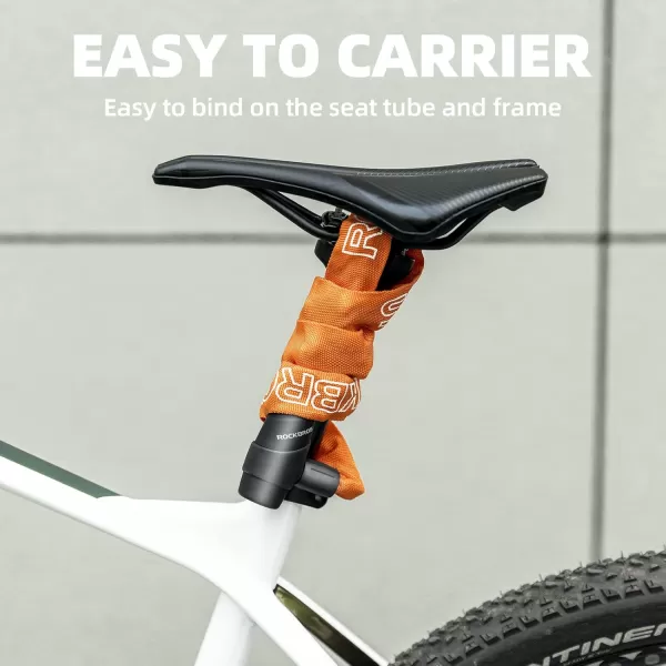 ROCKBROS Bike Lock Chain Bicycle Lock Heavy Duty Anti Theft 3 Ft Long 5mm Thick Bike Chain Lock with Key Set Cut Proof Security Scooter Lock Commuter Lock for Door Gate Fence GrillOrangeKey