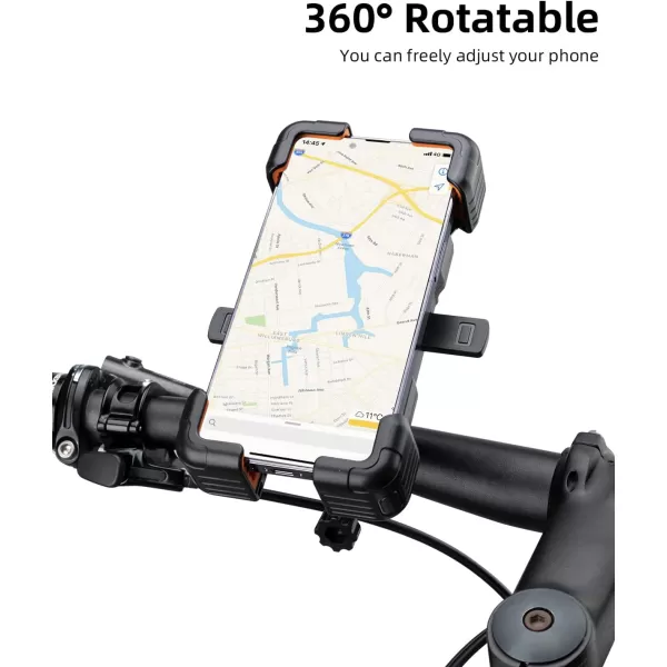 ROCKBROS Bike Phone Holder Motorcycle Phone Mount 1s LockSecure Protection 360 Rotatable Phone Holder Compatible with iPhoneSamsung and More 45quot to 72quot SmartphonesBlack