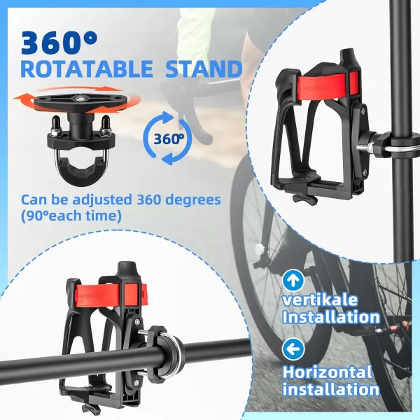ROCKBROS Bike Water Bottle Holder Bike Cup Holder Motorcycle Cup Holder  Bottle Size Adjustable for Handlebar ampamp Frame for 233quot Diameter Bottles with Screw Tool Durable Bike Drink Holdermotorcyclered