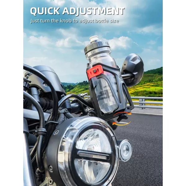 ROCKBROS Bike Water Bottle Holder Bike Cup Holder Motorcycle Cup Holder  Bottle Size Adjustable for Handlebar ampamp Frame for 233quot Diameter Bottles with Screw Tool Durable Bike Drink Holdermotorcyclered