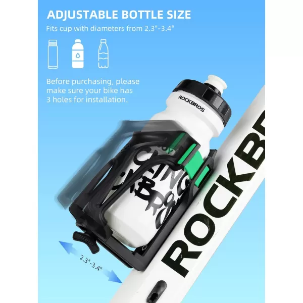 ROCKBROS Bike Water Bottle Holder Bike Cup Holder Motorcycle Cup Holder  Bottle Size Adjustable for Handlebar ampamp Frame for 233quot Diameter Bottles with Screw Tool Durable Bike Drink Holderbikegreen