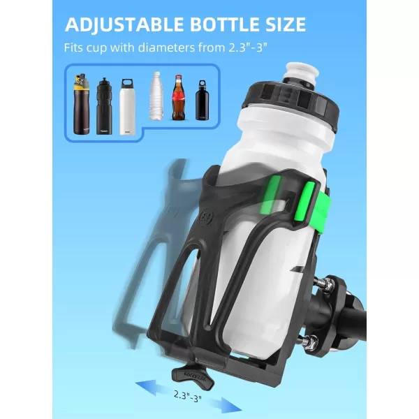 ROCKBROS Bike Water Bottle Holder Bike Cup Holder Motorcycle Cup Holder  Bottle Size Adjustable for Handlebar ampamp Frame for 233quot Diameter Bottles with Screw Tool Durable Bike Drink Holdermotorcyclegreen