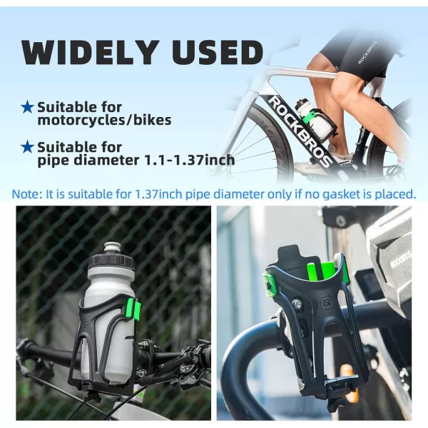 ROCKBROS Bike Water Bottle Holder Bike Cup Holder Motorcycle Cup Holder  Bottle Size Adjustable for Handlebar ampamp Frame for 233quot Diameter Bottles with Screw Tool Durable Bike Drink Holdermotorcyclegreen