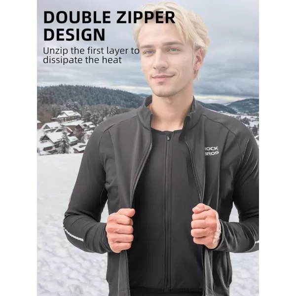 ROCKBROS Cycling Jacket for Men Winter Thermal Windproof Running Jacket Softshell Jacket Men Road Mountain Bike