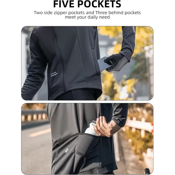 ROCKBROS Cycling Jacket for Men Winter Thermal Windproof Running Jacket Softshell Jacket Men Road Mountain Bike
