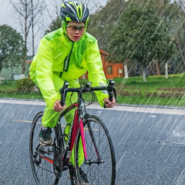 ROCKBROS Cycling Rain Jacket for Men Bike Pants 100 Waterproof Cycling Suit Breathable Cycling Jacket Pants for Heavy RainGreenpants