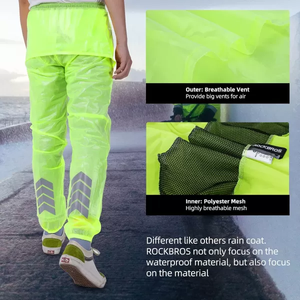ROCKBROS Cycling Rain Jacket for Men Bike Pants 100 Waterproof Cycling Suit Breathable Cycling Jacket Pants for Heavy RainGreenpants
