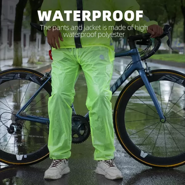 ROCKBROS Cycling Rain Jacket for Men Bike Pants 100 Waterproof Cycling Suit Breathable Cycling Jacket Pants for Heavy RainGreenpants