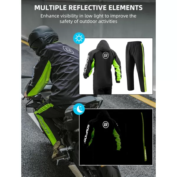 ROCKBROS Cycling Rain Suit for Men Motorcycle Rain Jacket with Pants Windbreaker for All Sports Motorcycle Rain Gear