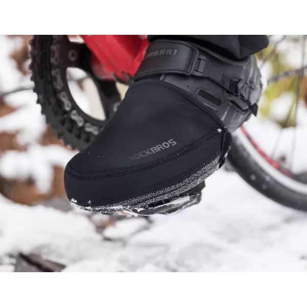 ROCKBROS Cycling Shoe Covers Thermal Shoes Toe Cover Windproof Half Shoecover WaterResistant for Mountain Road Cycling Shoes BlackBlack