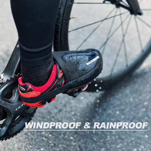 ROCKBROS Cycling Shoe Toe Covers Cold Weather Bike Overshoes Thermal Bicycle Shoe Toe Protector Cover Kevlar for Men WomenBlack