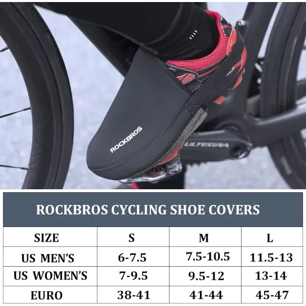 ROCKBROS Cycling Shoe Toe Covers Cold Weather Bike Overshoes Thermal Bicycle Shoe Toe Protector Cover Kevlar for Men WomenBlack