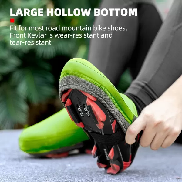 ROCKBROS Cycling Shoe Toe Covers Cold Weather Bike Overshoes Thermal Bicycle Shoe Toe Protector Cover Kevlar for Men WomenGreen