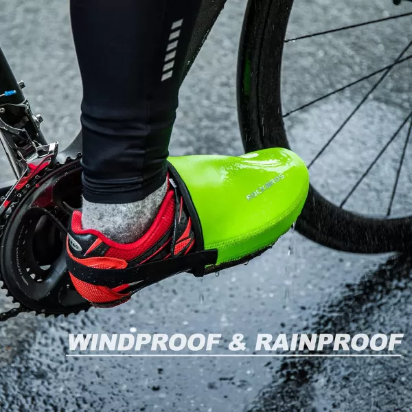 ROCKBROS Cycling Shoe Toe Covers Cold Weather Bike Overshoes Thermal Bicycle Shoe Toe Protector Cover Kevlar for Men WomenGreen