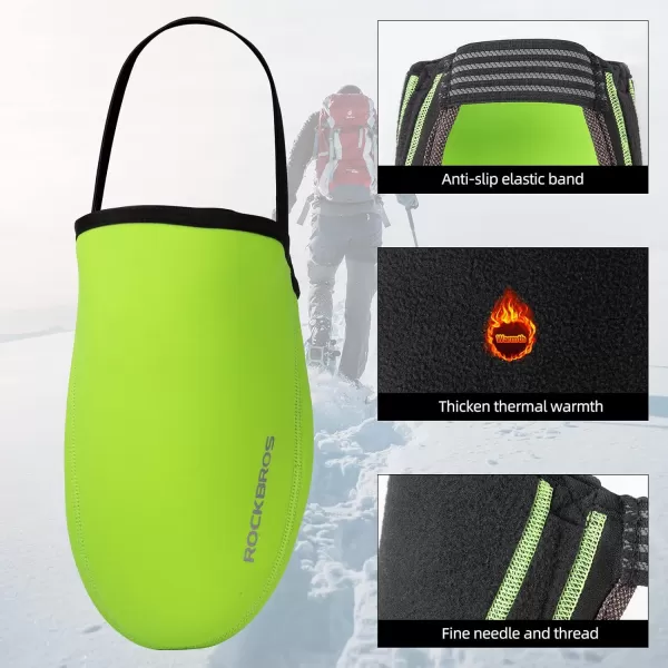 ROCKBROS Cycling Shoe Toe Covers Cold Weather Bike Overshoes Thermal Bicycle Shoe Toe Protector Cover Kevlar for Men WomenGreen