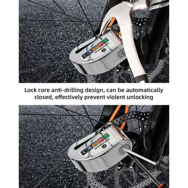 ROCKBROS Disc Brake Lock Motorcycle Alarm Lock AntiTheft 110db Motorcycle Lock with Reminder Cable Disc Brake Vehicle for Motorbike ScooterSilver