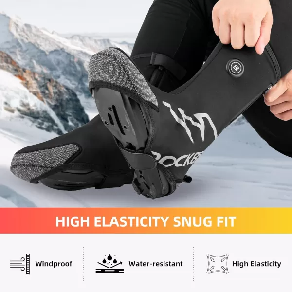 ROCKBROS Heated Cycling Shoe Covers with 5000mAh Battery Winter Shoes Cover Cold Weather Warmer Thermal Bike Shoes Cover Water Resistant Windproof Bicycle Overshoes Shoescover for Men WomenMedium810 US