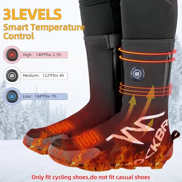 ROCKBROS Heated Cycling Shoe Covers with 5000mAh Battery Winter Shoes Cover Cold Weather Warmer Thermal Bike Shoes Cover Water Resistant Windproof Bicycle Overshoes Shoescover for Men WomenMedium810 US