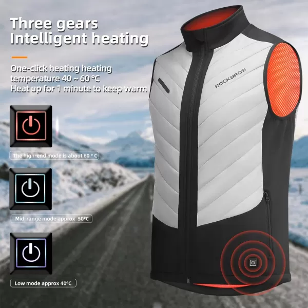 ROCKBROS Heated Vest with Battery Pack Included10000mAh  Unisex Smart Electric Heating Quick WarmthWashableBlack Grey