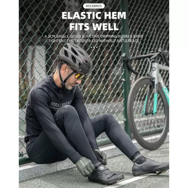 ROCKBROS Mens Winter Cycling Pants 4D Padded Windproof Fleece Thermal Bike Pants Bicycle Leggings Outdoor RidingBlack