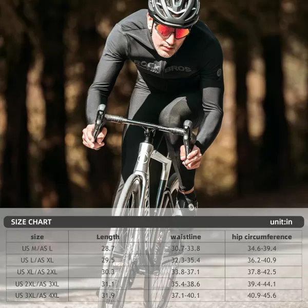 ROCKBROS Mens Winter Cycling Pants 4D Padded Windproof Fleece Thermal Bike Pants Bicycle Leggings Outdoor RidingBlack