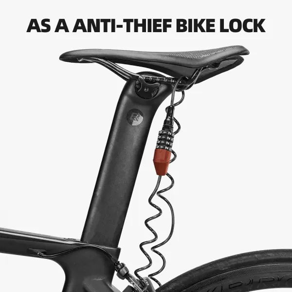 ROCKBROS Motorcycle Helmet Lock Bike Cable Lock Lightweight Bike Lock Combination Small Bicycle Lock Resettable Bike Wheel Lock for Strollers Luggage RedRed