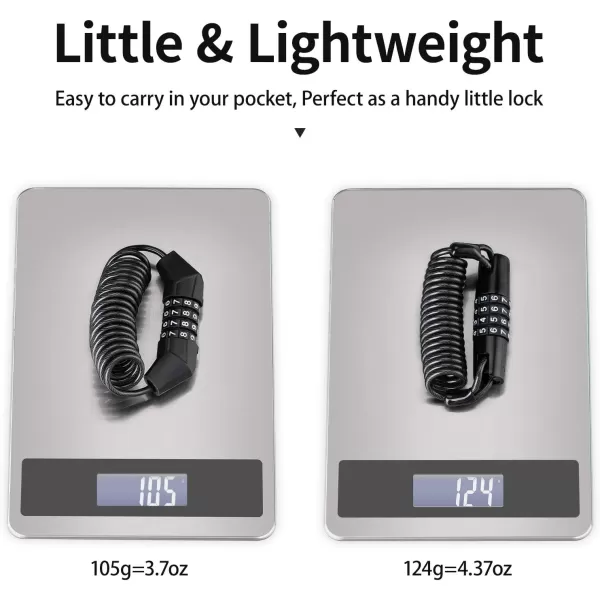 ROCKBROS Motorcycle Helmet Lock Bike Helmet Lock 4 Digit Little Cable Lock Retractable Luggage Lock Stroller Lock Black 2Pcs