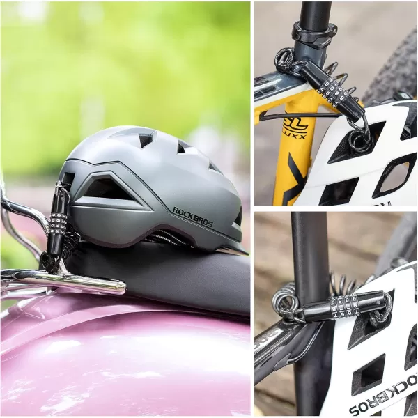 ROCKBROS Motorcycle Helmet Lock Bike Helmet Lock 4 Digit Little Cable Lock Retractable Luggage Lock Stroller Lock Black 2Pcs
