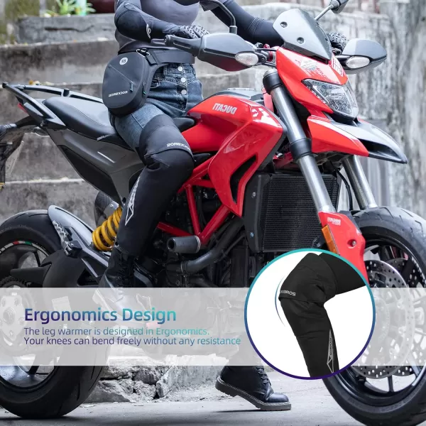 ROCKBROS Motorcycle Knee Pad Winter Leg Warmer Windproof Knee Warm Pad with EVA Protector for Motorcycle Skiing SnowmobileLongBlack