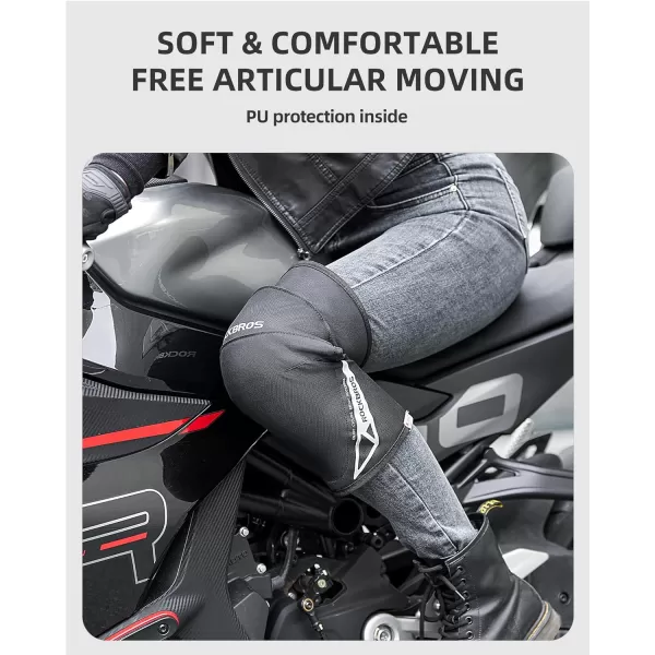 ROCKBROS Motorcycle Knee Pad Winter Leg Warmer Windproof Knee Warm Pad with EVA Protector for Motorcycle Skiing SnowmobileShortBlack