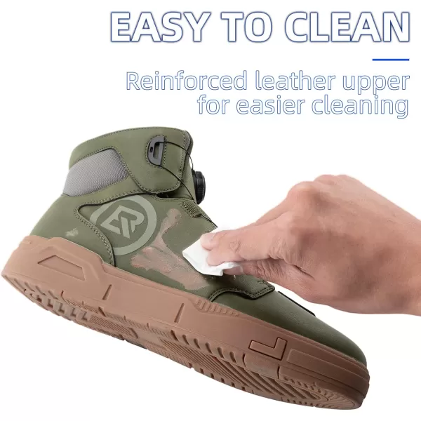 ROCKBROS Motorcycle Shoes for Men Reinforced Leather Motorcycle Riding Shoes AntiSlip Breathable Motorcycle Riding Boots Motorcycle Protective FootwearGreen